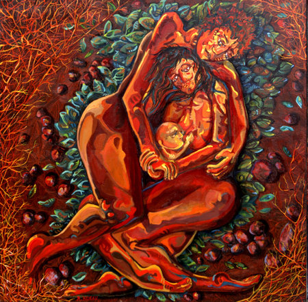 Adan et Eve huile sur toile 80X80cm